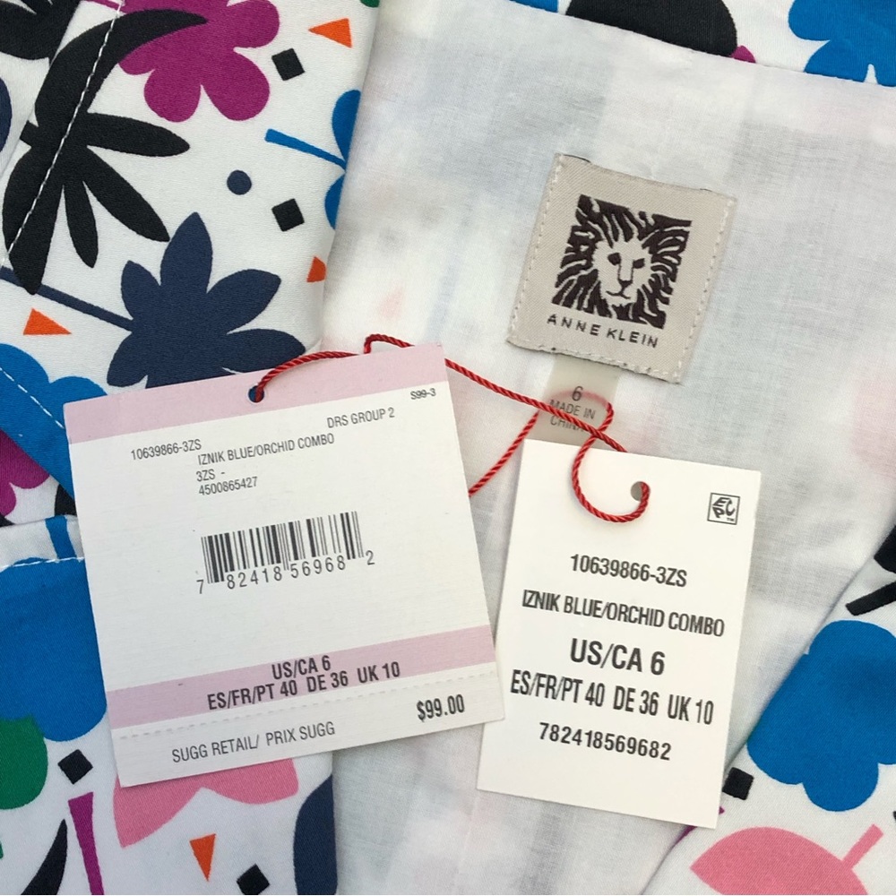 Anne Klein Iznik Blue Orchid Faux Wrap Sleeveless Midi Dress Size 6 New - Picture 10 of 10